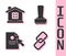 Set Chain link, House, Document and cursor and Stamp icon. Vector