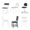 Set of Chair and comfortable Furniture Armchair isolated object Vector