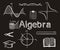 Set of chalk hand-drawn icons on the theme of Algebra