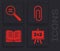 Set Chalkboard, Calculation, Paper clip and Open book icon. Vector