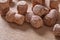 Set of champagne corcks on wooden background