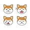 Set of character akita inu dog faces showing different emotions