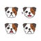 Set of character bulldog faces showing different emotions