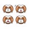 Set of character lhasa apso dog faces showing different emotions