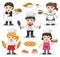 Set of characters of Chefs with Foods and Desserts . Chefs Icon.