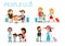 Set characters family travelers. people and kids travelling . Flat design.traveling family on vacation.Vector Illustration