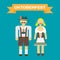 Set of characters in a flat style Oktoberfest