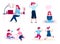 Set of characters freelancer mother and children a vector isolated illustrations