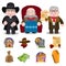 Set of characters and icons of religious subjects. Lawyer, a family doctor, an elderly man, a priest. Cartoon characters