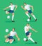 Set of characters soccer action player , football player vector illustration