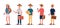set of characters tourists traveling people vector illustration