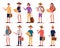 set of characters tourists traveling people vector illustration