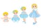 Set of characters. Visualization of stages of human body growth, development and aging - baby, child, teenager