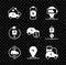 Set Charging car at home, Battery charge, Electric, parking electric, and price icon. Vector