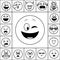 Set of chat emoticons in black and white