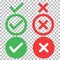 Set of check mark icon on a transparent background. Checkmark cross symbol. Checkmark right symbol tick sign. flat style