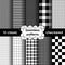 Set of checkered simple fabric seamless pattern in black and white