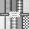 Set of checkered simple fabric seamless pattern in grey and white