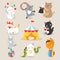 Set of cheerful circus playing cats vector illustration.