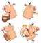 Set of cheerful pigs. Cartoon