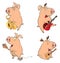 Set of cheerful pigs. Cartoon