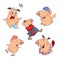 Set of cheerful pigs Cartoon