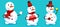 Set of cheerful snowmen in winter clothes. Christmas tree. Winter landscape and snowman. Meeting of Christmas and New Year. Winter
