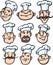 Set of chef cooks cartoon faces