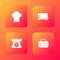 Set Chef hat, Toaster, Scales and Cooking pot icon. Vector