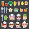 Set of chef kids and kitchen elements