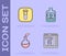 Set Chemical online, Test tube and flask, Plant breeding and Poison bottle icon. Vector