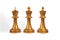 Set of chess checkmate concept .3D rendering illustration of gold metallic chess figures with major and minor pieces isolated on