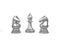 Set of chess checkmate concept .3D rendering illustration of silver metallic chess figures with major and minor pieces isolated on