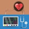 set chest pain and electrocardiography machine