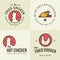 Set of chicken meat logo, badges, banners, emblem and design elements for food shop and restaurant.