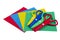 Set for children\'s creativity with colored paper and plastic scissors
