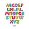 A set of children`s letters. Interesting stitched alphabet. A set for school education. Vector illustration