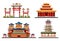 Set of chinese buildings or Asian architecture