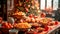 Set of Chinese food on wooden dining table in a restaurant, various snacks, pastries