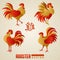 Set of Chinese Zodiac Roosters