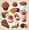 Set of chocolate food