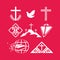 A set of Christian logos and symbols