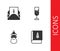 Set Christmas book, Envelope, Santa Claus hat and beard and Glass of champagne icon. Vector