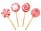 Set of christmas candy on wooden stick