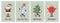 Set of Christmas cards with retro Groovy hippie characters. Snowman, Santa Claus, Christmas tree, Christmas decoration ball.
