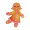 Set christmas cookies gingerbread man and girl near sweet house decorated with icing dancing and having fun in a cap