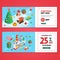 Set of christmas coupon sale for customer of shopping mall or store