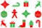 Set of Christmas design elements pixel art style