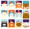 Set of Christmas gift tag, card, badge, sticker with cute cats