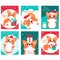 Set of Christmas gift tag, card, badge, sticker with cute corgi